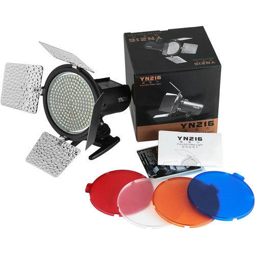 Yongnuo YN-216 Luz LED para cámara 5500K 13W con filtros y mini soporte