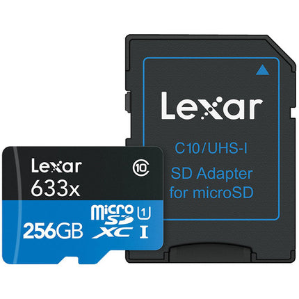Lexar 256GB microSDXC UHS-I 633x Tarjeta de Memoria con Adaptador SD