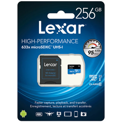 Lexar 256GB microSDXC UHS-I 633x Tarjeta de Memoria con Adaptador SD