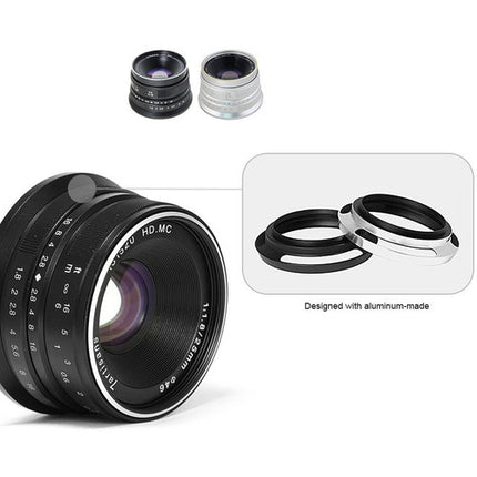 7Artisans 25mm f/1.8 Lente Manual Fujifilm X Distancia 7.1"