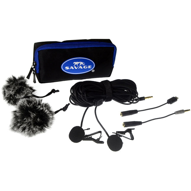 Savage Dual Head Micrófono de Solapa con Dos Cápsulas Omni 7.3m y Accesorios