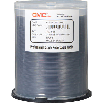 CMC Pro DVD-R 4.7GB 16x superficie térmica imprimible 100 unidades