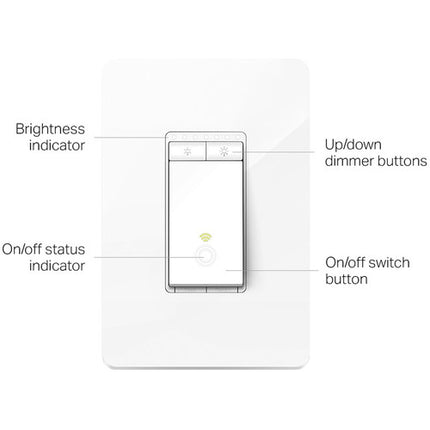TP-Link HS220 Interruptor Inteligente Wi-Fi con Dimmer Blanco 2.4 GHz Wi-Fi