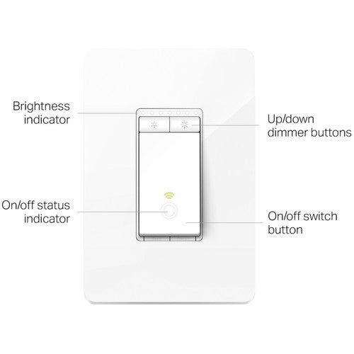 TP-Link HS220 Interruptor Inteligente Wi-Fi con Dimmer Blanco 2.4 GHz Wi-Fi