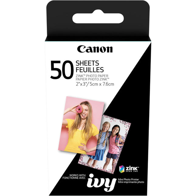 Canon 2 x 3" Papel fotográfico ZINK 50 hojas adhesivo brillante resistente agua