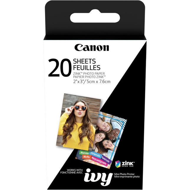 Canon 2 x 3" Papel Fotográfico ZINK 20 Hojas Adhesivo Brillante