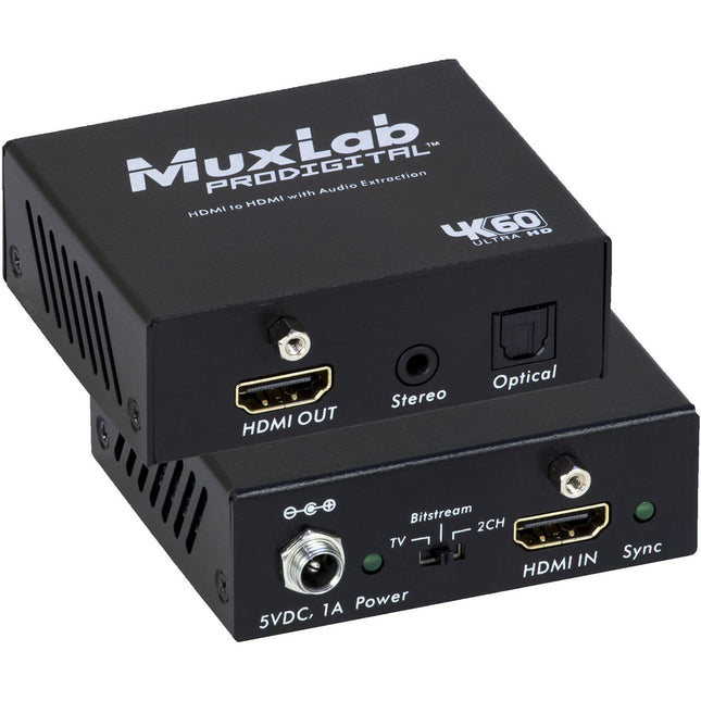 MuxLab Extensor HDMI 4K 60Hz con extracción de audio analógico 2CH 3.5mm