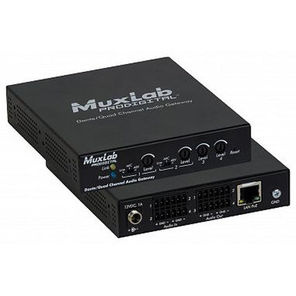 MuxLab Dante Gateway de Audio PoE de Cuatro Canales con Ancho de Banda 20Hz-20kHz