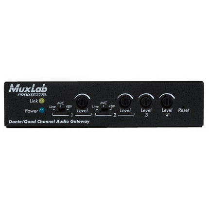 MuxLab Dante Gateway de Audio PoE de Cuatro Canales con Ancho de Banda 20Hz-20kHz
