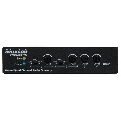 MuxLab Dante Gateway de Audio PoE de Cuatro Canales con Ancho de Banda 20Hz-20kHz