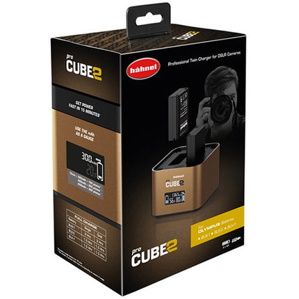 hahnel Professional Charger PROCUBE2 Cargador para Baterías Olympus carga 2 Li-Ion y 4 AA con Puerto USB