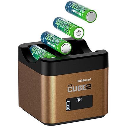 hahnel Professional Charger PROCUBE2 Cargador para Baterías Olympus carga 2 Li-Ion y 4 AA con Puerto USB