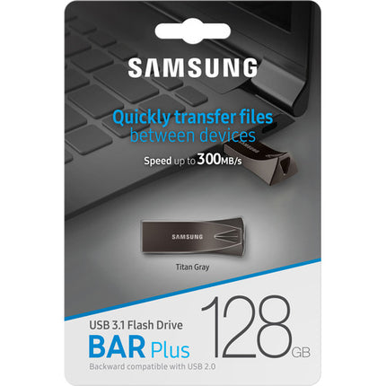 Samsung 128GB USB 3.1 Gen 1 BAR Plus unidad flash titanio 400MB/s resistente