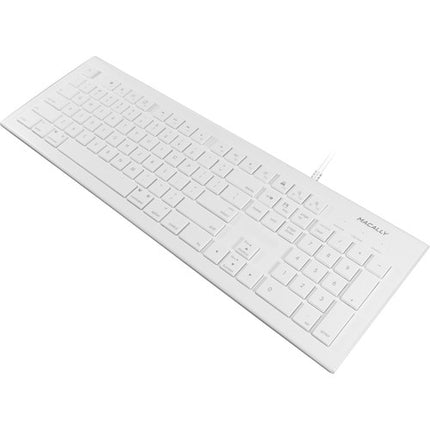 Macally Teclado USB Blanco 103 Teclas Teclas de Acceso Rápido y Perfil Bajo