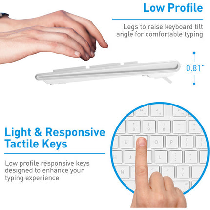 Macally Teclado USB Blanco 103 Teclas Teclas de Acceso Rápido y Perfil Bajo