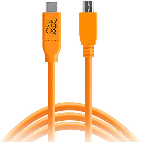 Tether Tools TetherPro Cable USB Type-C a Mini-USB 2.0 15 pies 480 Mb/s Naranja