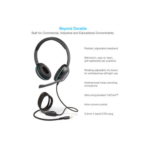 Cyber Acoustics AC-5002 Auriculares Estéreo Micrófono Cancelación Ruido 3.5mm