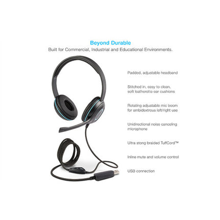 Cyber Acoustics AC-5008 Auriculares Estéreo Micrófono Cancelación de Ruido USB