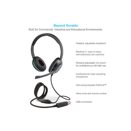 Cyber Acoustics AC-5008 Auriculares Estéreo Micrófono Cancelación de Ruido USB