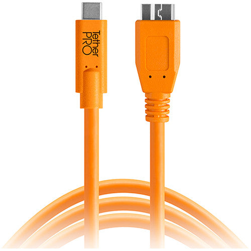 Tether Tools TetherPro Cable USB Tipo C a Micro USB 3.0 Tipo B 15 pies Naranja 5 Gb/s