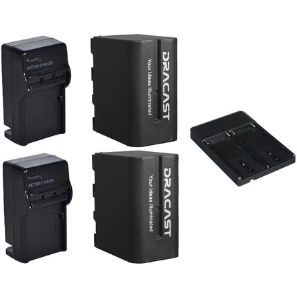 Dracast Kit de 2 Baterías NP-F 6600mAh con Cargadores y Adaptador V-Mount