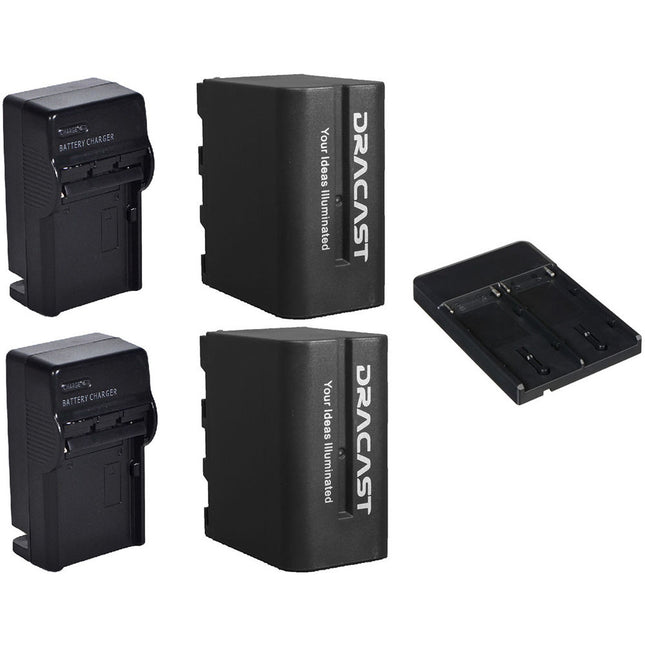 Dracast Kit de 2 Baterías NP-F 6600mAh con Cargadores y Adaptador V-Mount