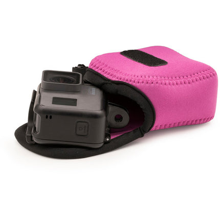MegaGear Estuche Ultraligero de Neopreno para Cámara con Mosquetón Rosa