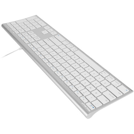 Macally Ultra Slim Teclado USB con 110 teclas delgadas y cable 140 cm