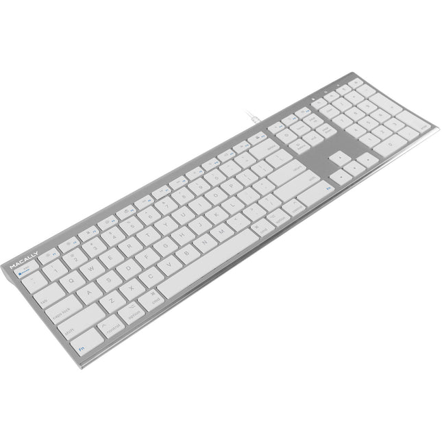 Macally Ultra Slim Teclado USB con 110 teclas delgadas y cable 140 cm