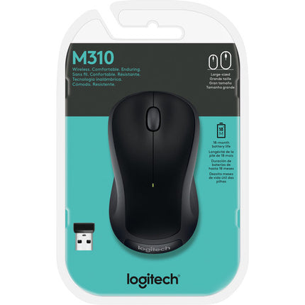 Logitech M310 Ratón Inalámbrico Negro 1000 dpi 2.4 GHz Nano Receptor