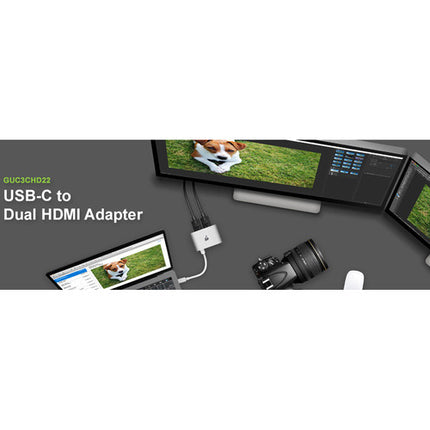 IOGEAR Adaptador USB Tipo-C a Doble HDMI 2.0 4K UHD 30 Hz Aluminio