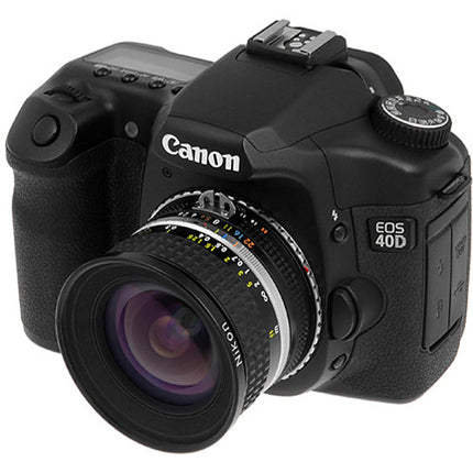 FotodioX Adaptador de Montura para Lente Nikon F con Enfoque Infinito y Construcción de Aluminio Anodizado para Cámara Canon EOS