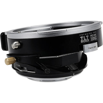 FotodioX Pro TLT ROKR Adaptador Tilt Shift para Pentax 67 a Nikon F con ±10mm Shift y 10° Tilt