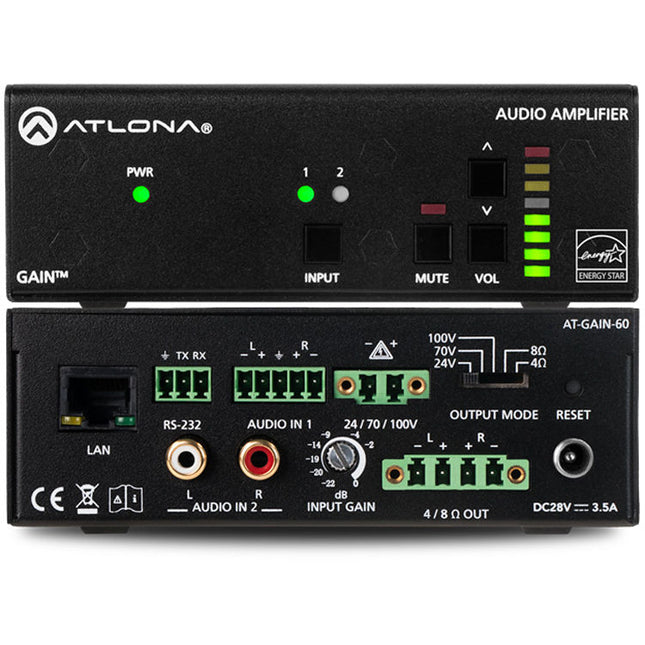 Atlona Gain 60 Amplificador de Potencia Estéreo Mono 60W Plenum