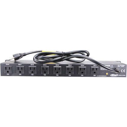 Eliminator Lighting E-107USB Centro de energía rack 8 interruptores 2 puertos USB 5V 2A
