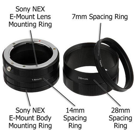 FotodioX Tubo de Extensión Macro para Sony Alpha Montura E 7 14 y 28mm