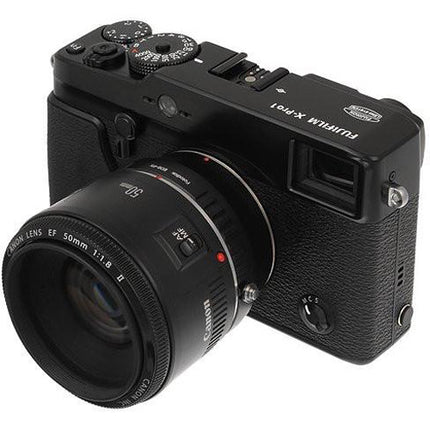 FotodioX Adaptador Montura para Lentes Canon EOS a Cámara Fujifilm X con Enfoque Infinito y Aleación de Aluminio