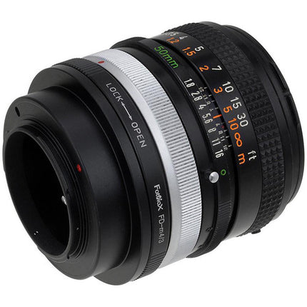 FotodioX Adaptador de Montura para Lentes Canon FD FL a Micro Cuatro Tercios con Anillo de Control de Apertura