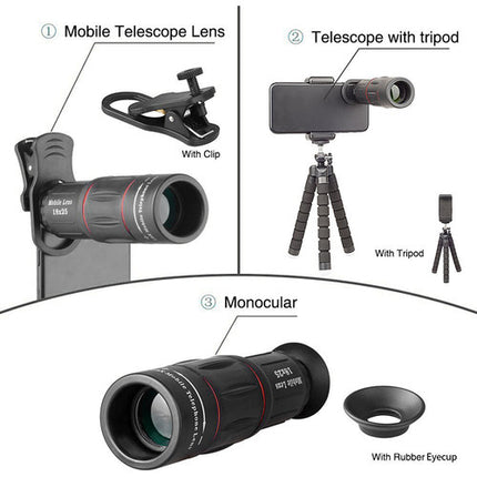 Apexel 4 en 1 Kit de Lentes para Smartphone con Mando Bluetooth y Trípode Flexible