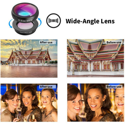 Apexel 4 en 1 Kit de Lentes para Smartphone con Mando Bluetooth y Trípode Flexible