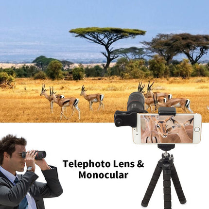 Apexel 4 en 1 Kit de Lentes para Smartphone con Mando Bluetooth y Trípode Flexible