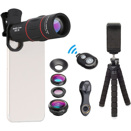 Apexel 4 en 1 Kit de Lentes para Smartphone con Mando Bluetooth y Trípode Flexible