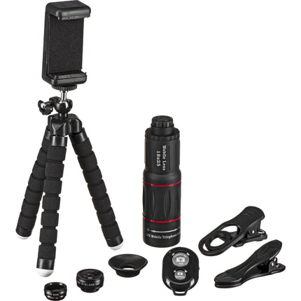 Apexel 4 en 1 Kit de Lentes para Smartphone con Mando Bluetooth y Trípode Flexible
