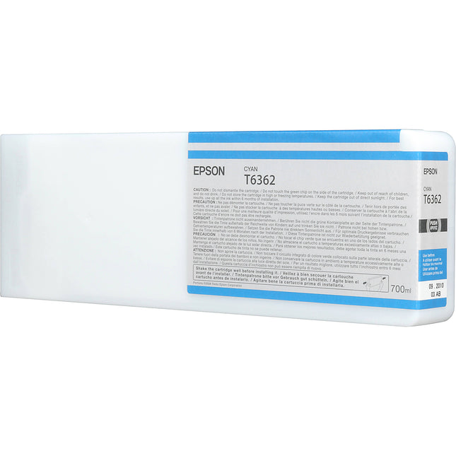 Epson T636200 Cartucho de Tinta Cyan UltraChrome HDR 700 mL para Impresoras Stylus Pro