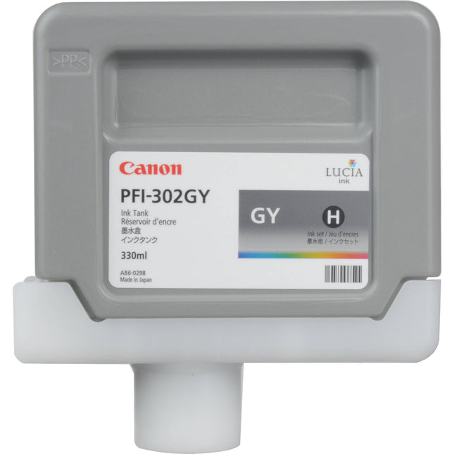 Canon PFI-302 Tanque de Tinta Gris 330 ml para impresoras iPF8100 iPF9100