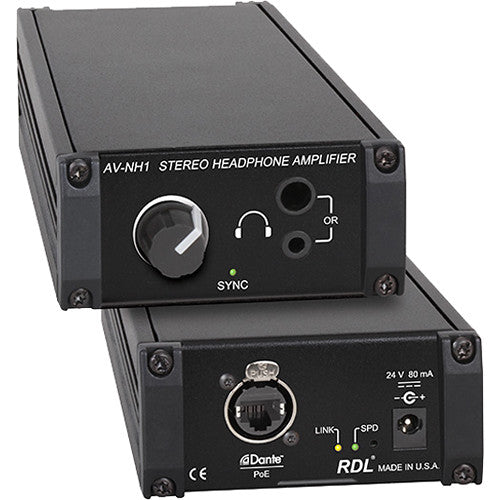 RDL AV-NH1 Amplificador de Auriculares Estéreo Dante 24-Bit 96 kHz PoE