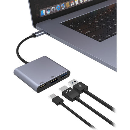 EZQuest 3 Puertos Adaptador Multimedia USB Tipo-C con Carga 4K 100W