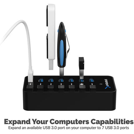 Sabrent 7-Port USB 3.0 Hub con 7 puertos 5 Gb/s y switches individuales