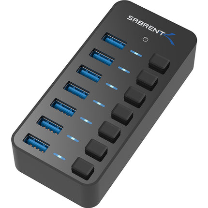 Sabrent 7-Port USB 3.0 Hub con 7 puertos 5 Gb/s y switches individuales