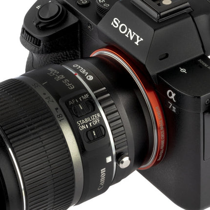 Vello Adaptador de Lentes Canon EF EF-S a Sony E Montura con Enfoque Infinito y Construcción de Aleación Zinc